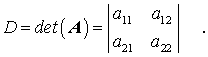Koeffizientendeterminante eines linearen Gleichungssystems mit zwei Unbekannten