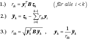 Formelsatz für das Schmidtsche Orthonormierungsverfahren