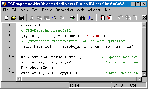 Matlab-Script zur Demonstration des "Fill-in"
